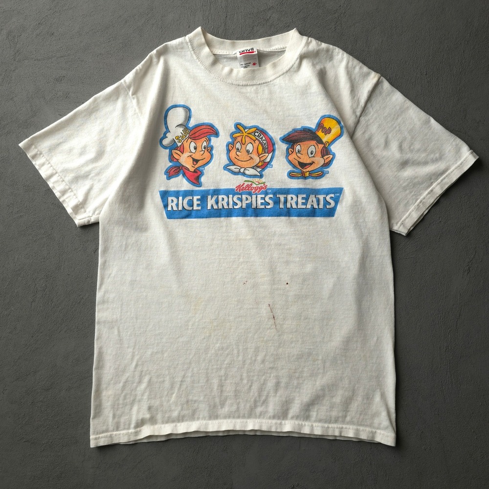 Vintage 2000s Anvil White Rice Krispies Treats T-shirt Size M Snap Crackle Pop